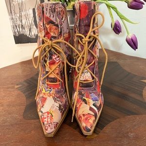 Funky Tie Up Pointy Toe Boots